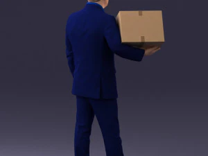 000274 Businessman Holding a Box 0627 3D Model