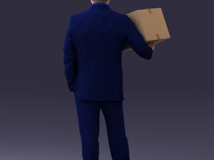 000274 Businessman Holding a Box 0627 3D Model