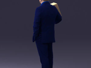 000274 Businessman Holding a Box 0627 3D Model