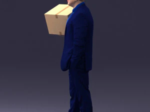 000274 Businessman Holding a Box 0627 3D Model