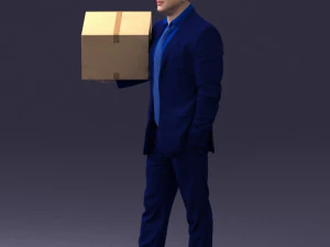 000274 Businessman Holding a Box 0627 3D Model