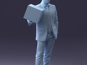 000274 Businessman Holding a Box 0627 3D Model