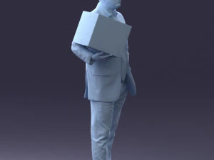 000274 Businessman Holding a Box 0627 3D Model