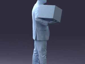 000274 Businessman Holding a Box 0627 3D Model