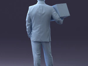 000274 Businessman Holding a Box 0627 3D Model