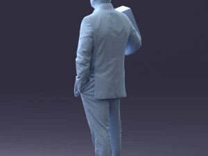000274 Businessman Holding a Box 0627 3D Model