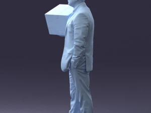 000274 Businessman Holding a Box 0627 3D Model