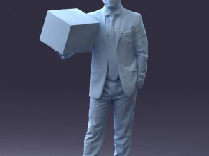 000274 Businessman Holding a Box 0627 3D Model