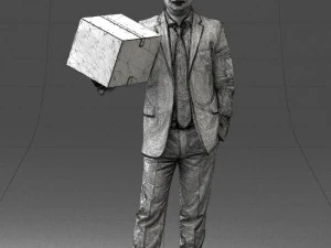 000274 Businessman Holding a Box 0627 3D Model