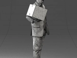 000274 Businessman Holding a Box 0627 3D Model