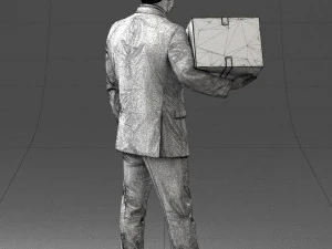 000274 Businessman Holding a Box 0627 3D Model