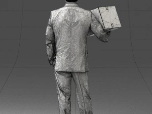 000274 Businessman Holding a Box 0627 3D Model
