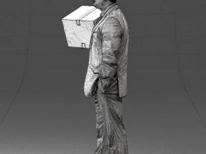 000274 Businessman Holding a Box 0627 3D Model