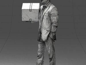 000274 Businessman Holding a Box 0627 3D Model