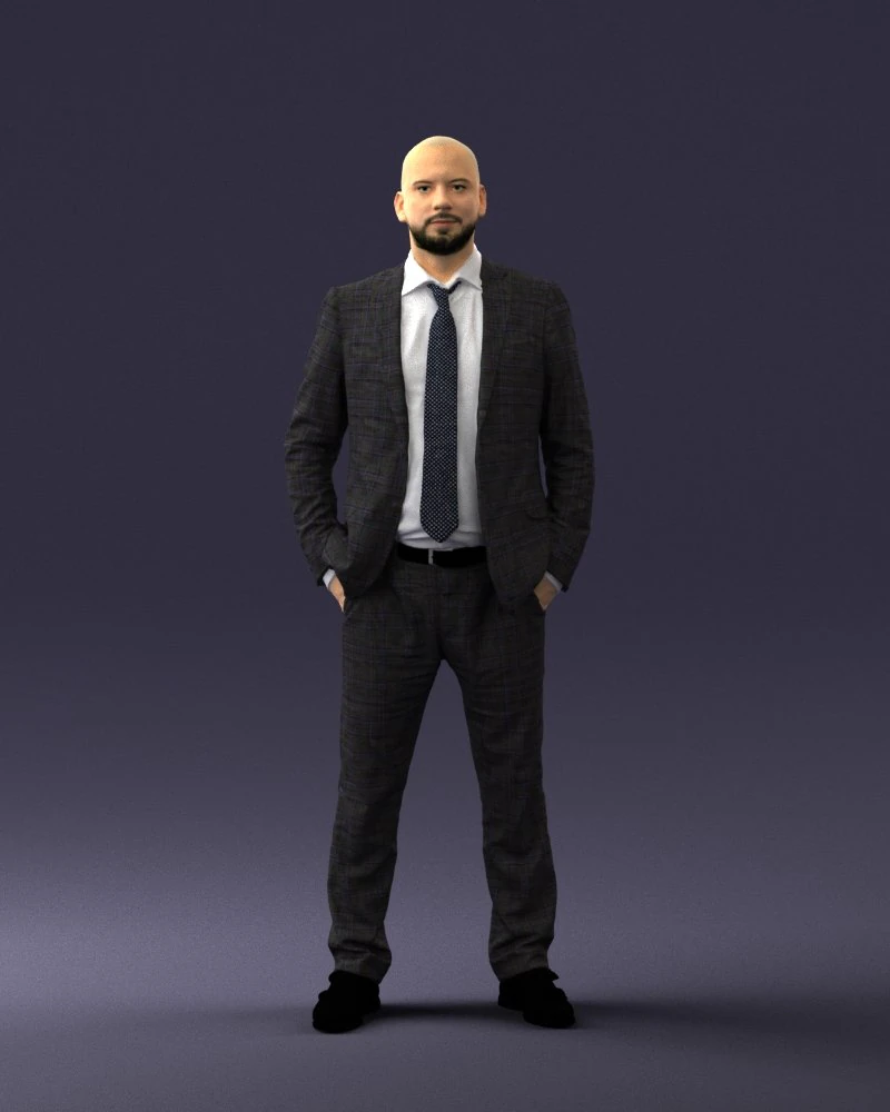 000284 Bald Man in Suit Realistic Business Character 0809 3dp 3D Print Model .c4d .max .obj .3ds .fbx .stl .blend 