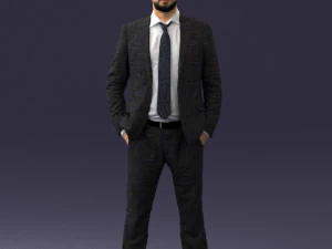 000284 Bald Man in Suit Realistic Business Character 0809 3dp 3D Print Model