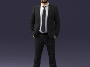 000284 Bald Man in Suit Realistic Business Character 0809 3dp 3D Print Model