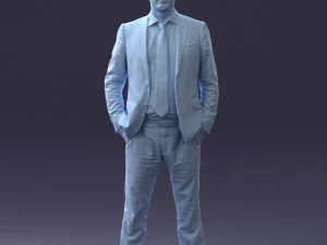 000284 Bald Man in Suit Realistic Business Character 0809 3dp 3D Print Model