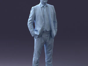000284 Bald Man in Suit Realistic Business Character 0809 3dp 3D Print Model