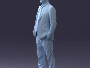 000284 Bald Man in Suit Realistic Business Character 0809 3dp 3D Print Model