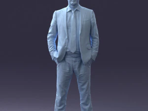 000284 Bald Man in Suit Realistic Business Character 0809 3dp 3D Print Model