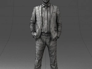 000284 Bald Man in Suit Realistic Business Character 0809 3dp 3D Print Model