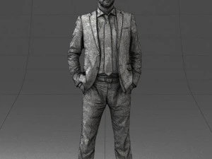 000284 Bald Man in Suit Realistic Business Character 0809 3dp 3D Print Model