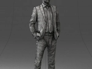000284 Bald Man in Suit Realistic Business Character 0809 3dp 3D Print Model
