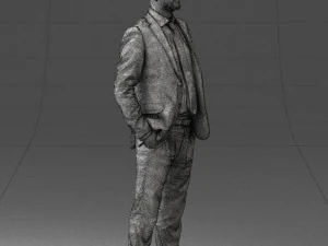 000284 Bald Man in Suit Realistic Business Character 0809 3dp 3D Print Model