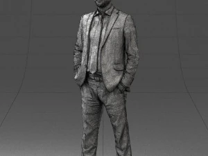 000284 Bald Man in Suit Realistic Business Character 0809 3dp 3D Print Model