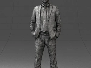 000284 Bald Man in Suit Realistic Business Character 0809 3dp 3D Print Model