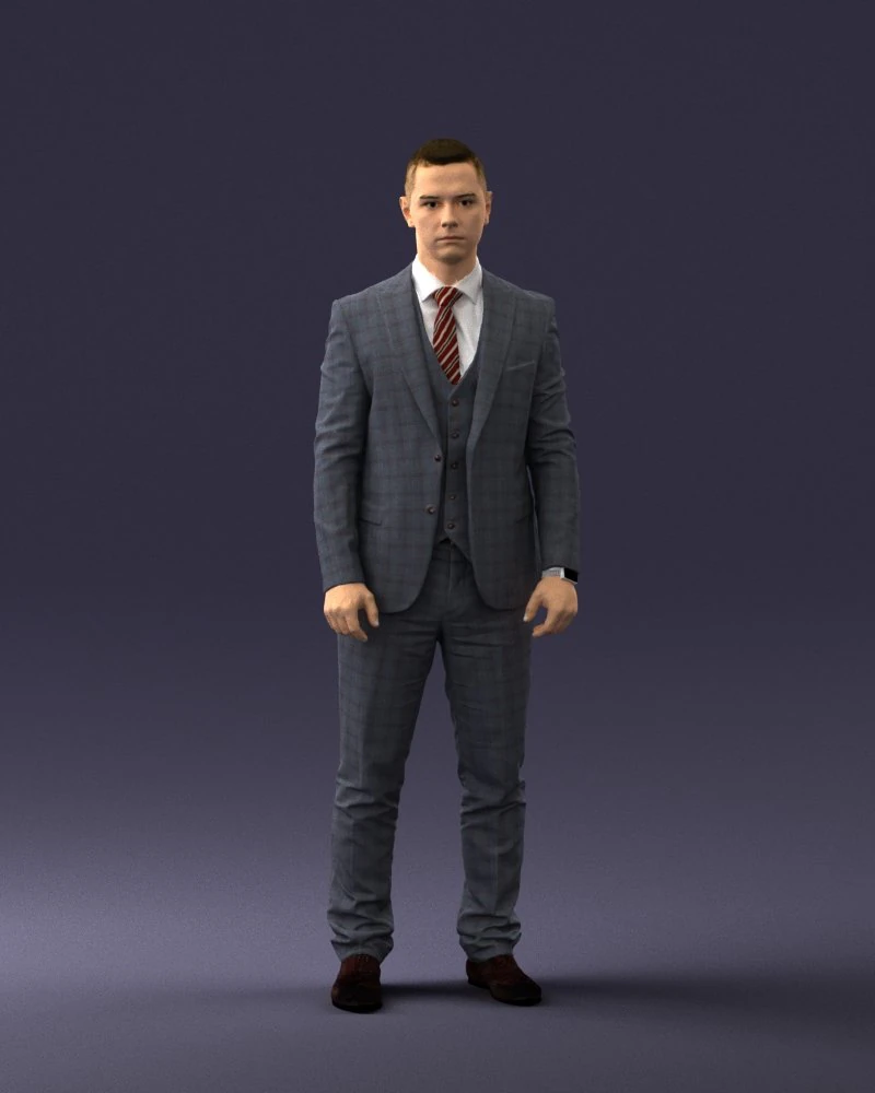 000287 Biznesmen w garniturze &ndash; profesjonalny męski charakter 0904 Model 3D .c4d .max .obj .3ds .fbx .stl .blend 