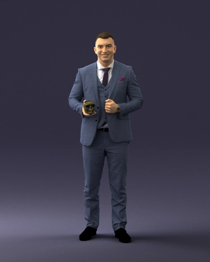 000288 Businessman with Skull Professional Male Character 0905 3dp 3D Print Model .c4d .max .obj .3ds .fbx .stl .blend 