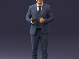 man with skull 0905 3d print ready 3Dプリントモデル