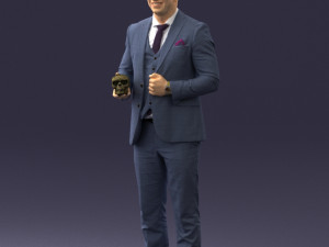 man with skull 0905 3d print ready Modèles 3D en vedette