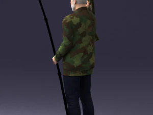 000290 Fisherman Holding Fish and Rod 0916 3D Model