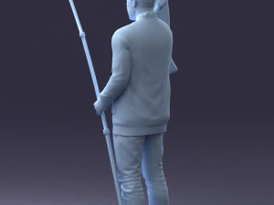 000290 Fisherman Holding Fish and Rod 0916 3D Model