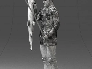 000290 Fisherman Holding Fish and Rod 0916 3dp 3D Print Model