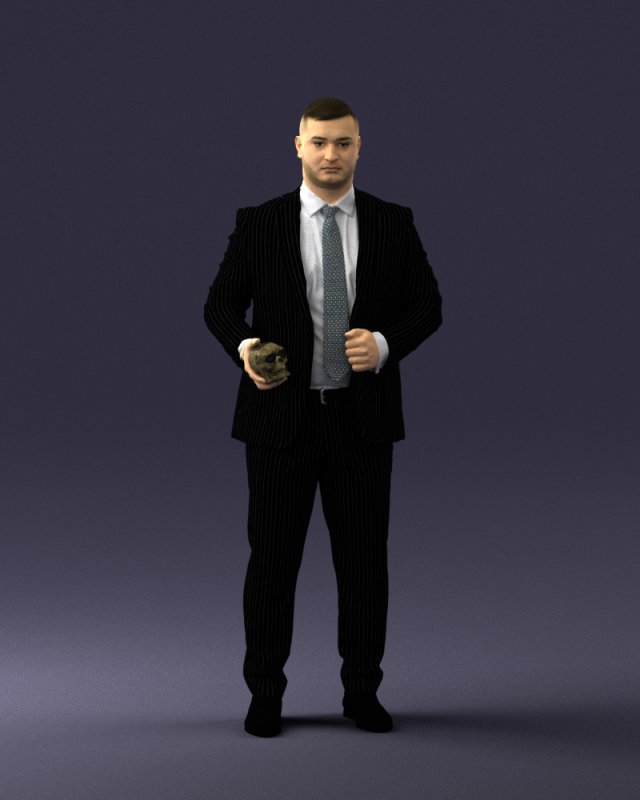 man with skull 1004 3D Model .c4d .max .obj .3ds .fbx .stl .blend 