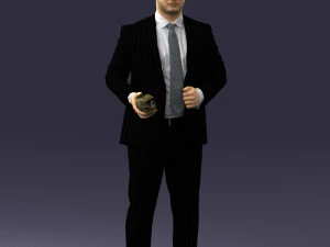 000292 Man in Pinstripe Suit Holding Skull 1004 3dp 3D Print Model