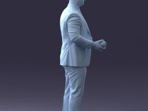 000292 Man in Pinstripe Suit Holding Skull 1004 3dp 3D Print Model