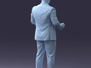 000292 Man in Pinstripe Suit Holding Skull 1004 3dp 3D Print Model