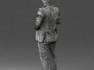 000292 Man in Pinstripe Suit Holding Skull 1004 3dp 3D Print Model