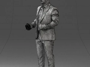 000292 Man in Pinstripe Suit Holding Skull 1004 3dp 3D Print Model