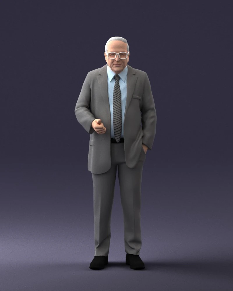 000272 Elderly Man in Suit 0617 3D Model .c4d .max .obj .3ds .fbx .stl .blend 