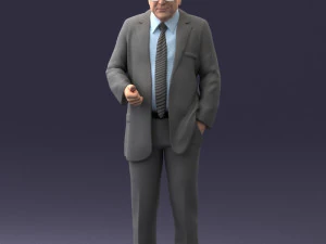 000272 Elderly Man in Suit 0617 3D Model