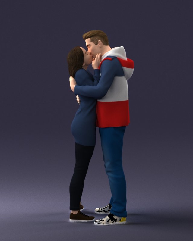 kissing couple 0903 3D Model .c4d .max .obj .3ds .fbx .stl .blend 