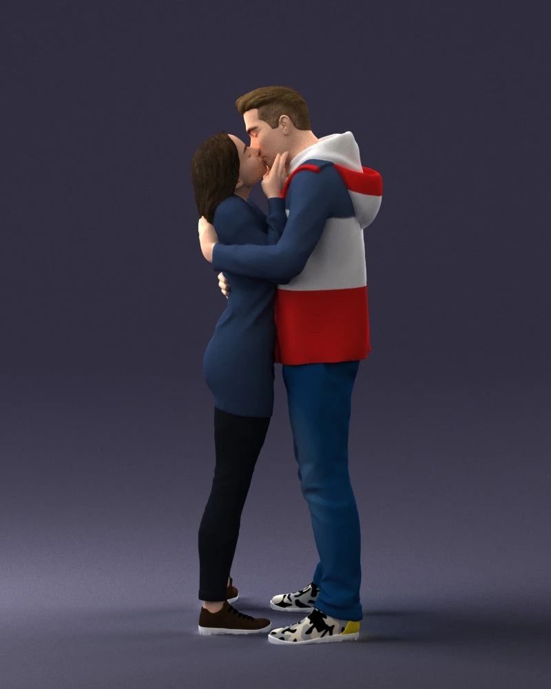 000286 Romantic Couple Kissing 0903 3D Model .c4d .max .obj .3ds .fbx .stl .blend 