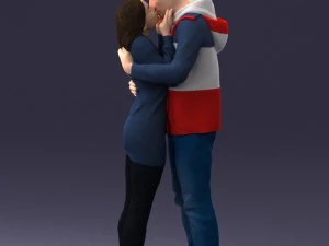 000286 Romantic Couple Kissing 0903 3D Model