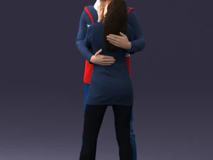 000286 Romantic Couple Kissing 0903 3D Model